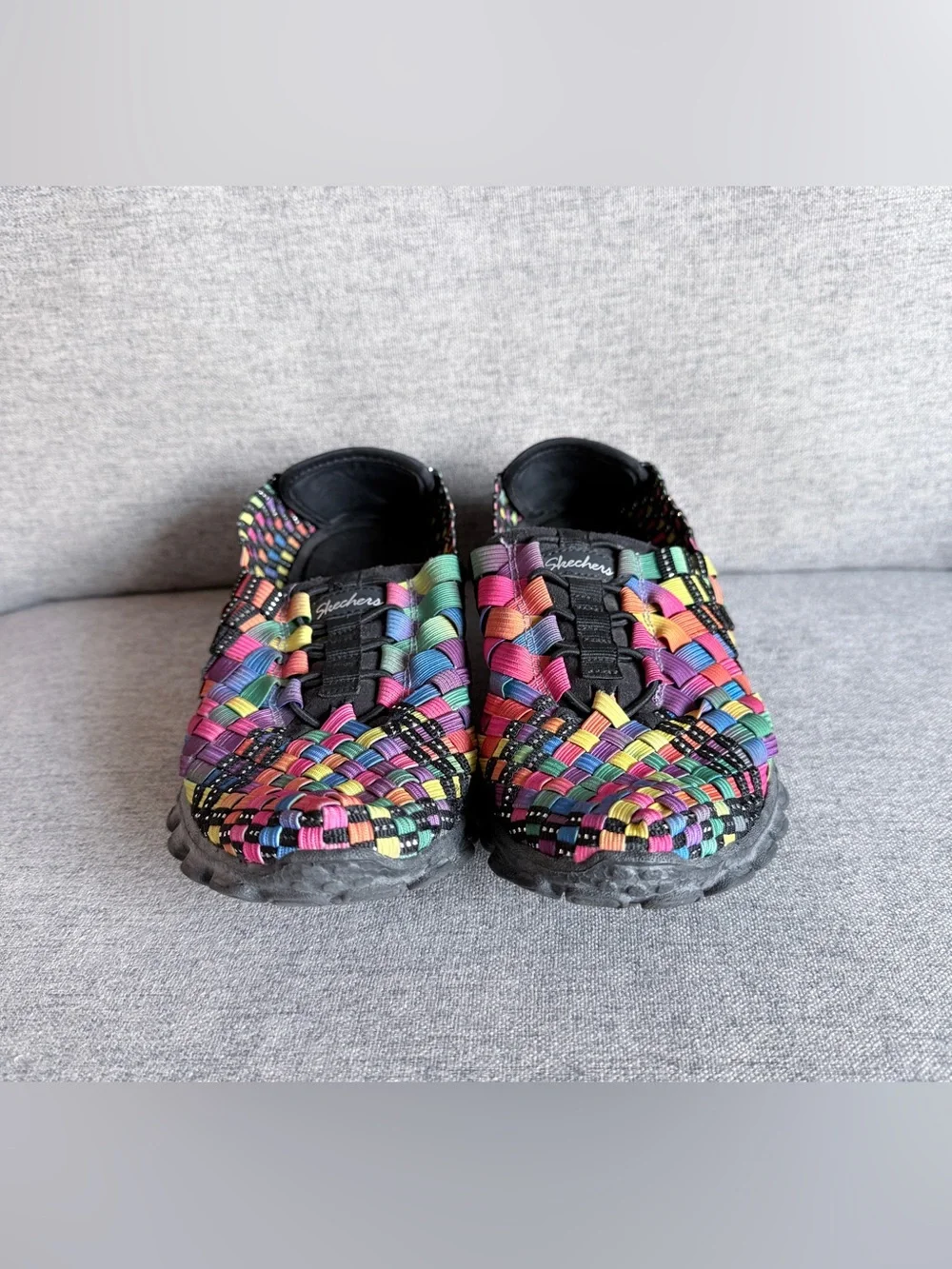 Skechers EZ Flex Sport Rainbow Woven Slip On Sneaker Womens 5 Y2K Dopamine Retro